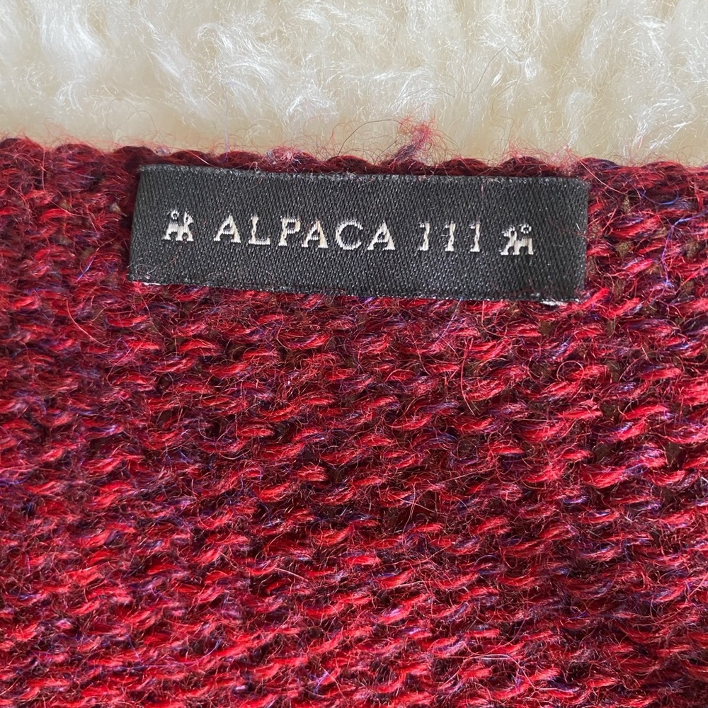 100% Alpaca Burgundy Drape Front Cardigan size L